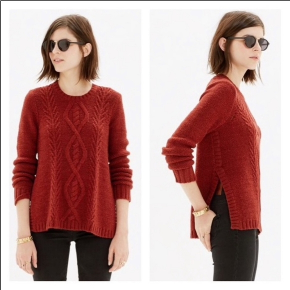 Madewell rust cabled wool/alpacal Sweater XS. Fall rust color for layeri… - Picture 4 of 7